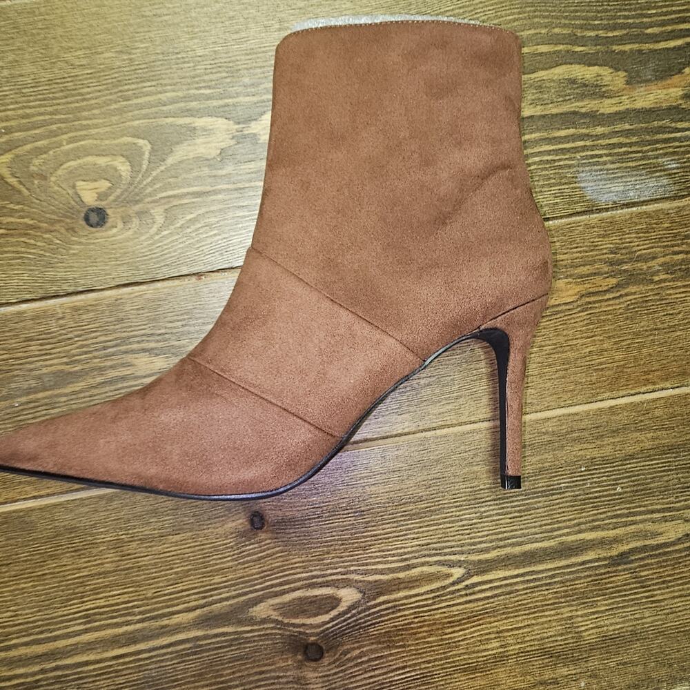 Chocolate Brown Faux Suede Zip Up Ankle Boot Stiletto Heel Size 9 NEW In Dustbag